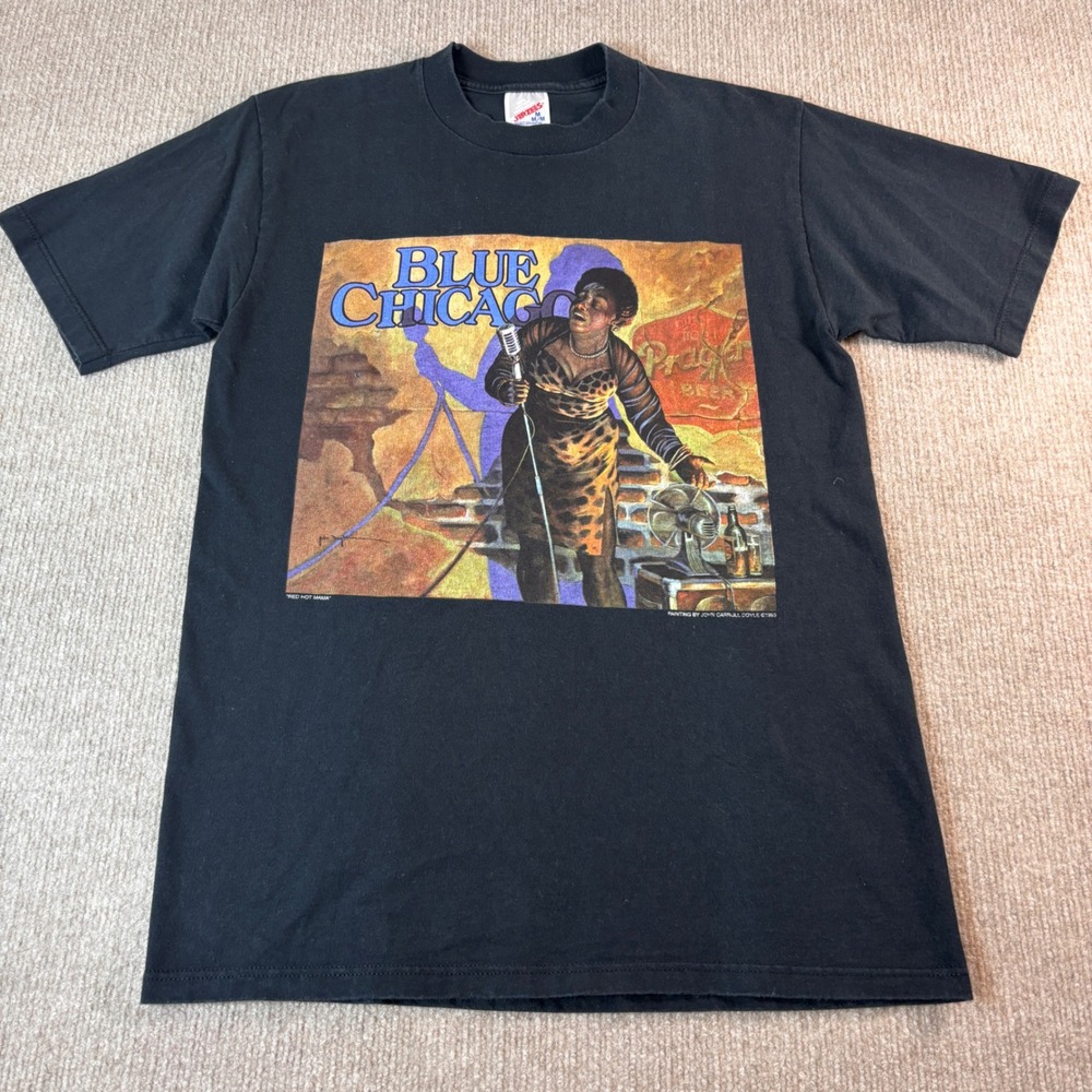 VTG 1995 Black Red Hot Mama Painting Cotton T-Shirt Adult Size Medium